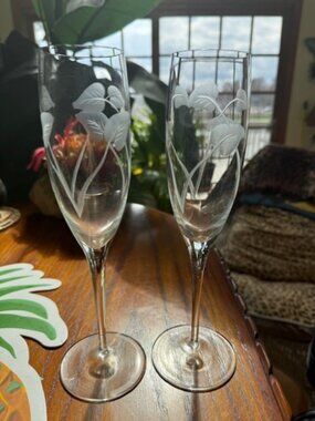 Etched Champagne Glasses